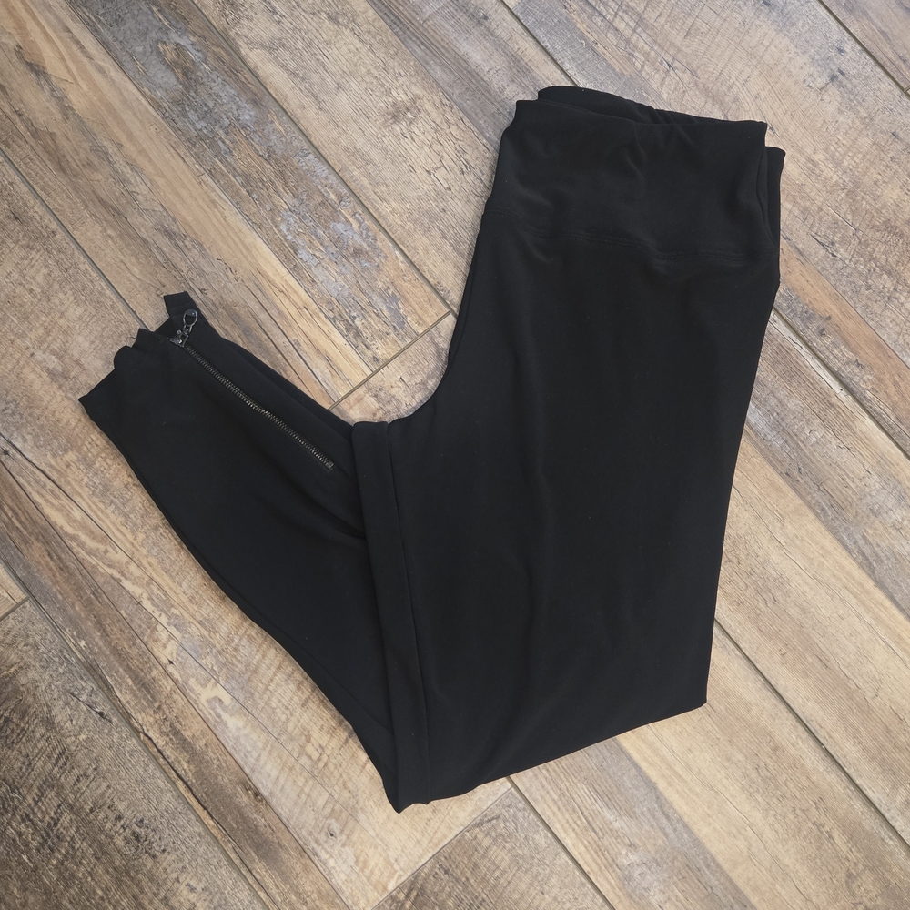 SIMPLI Black High-Rise Leggings Ankle Zipper Tapered Skinny Pants Size 14